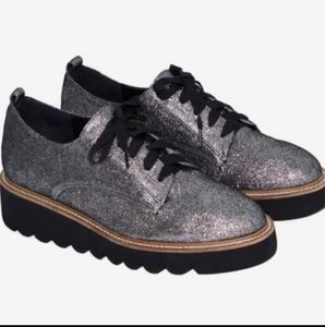 Shellys London Jack Pewter Glitter Metal Shoes